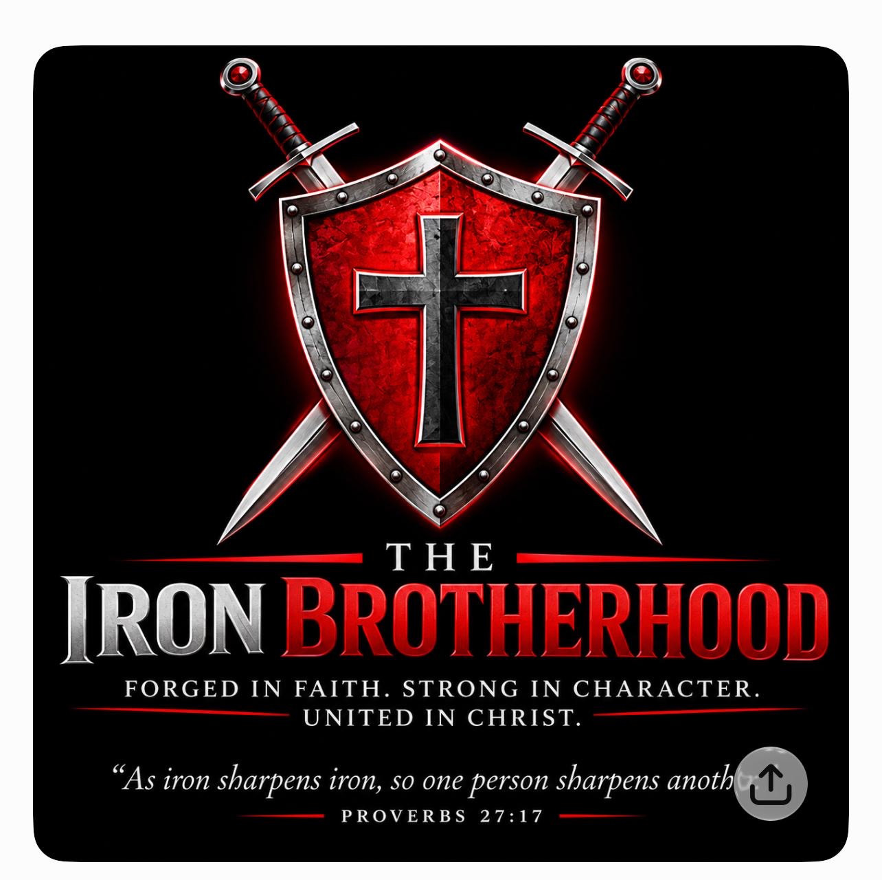 The Iron Brotherhood emblem: a cross on a red shield with crossed swords